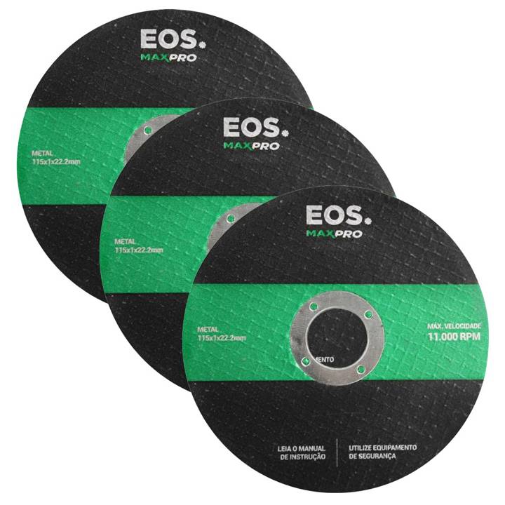 Kit com 03 Discos de Corte 115mm EOS 115x1x22mm