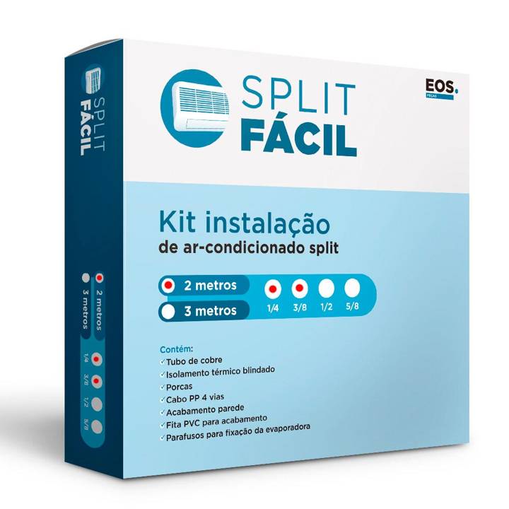Kit de Instalação EOS 7.000 a 12.000 BTUs 2 metros (1/4 e 3/8)