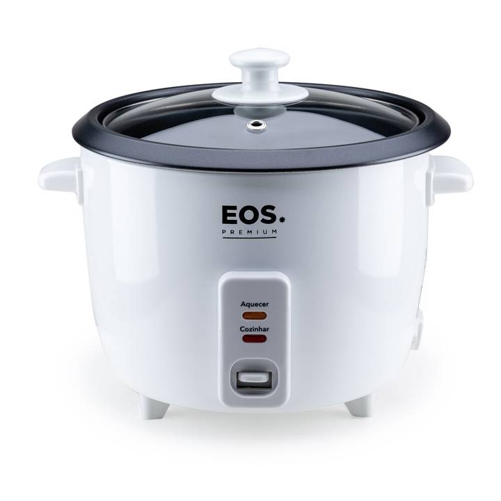 Panela Elétrica de Arroz EOS 8 Xícaras Premium Pratic Tampa de Vidro Branco EPA08B 220V