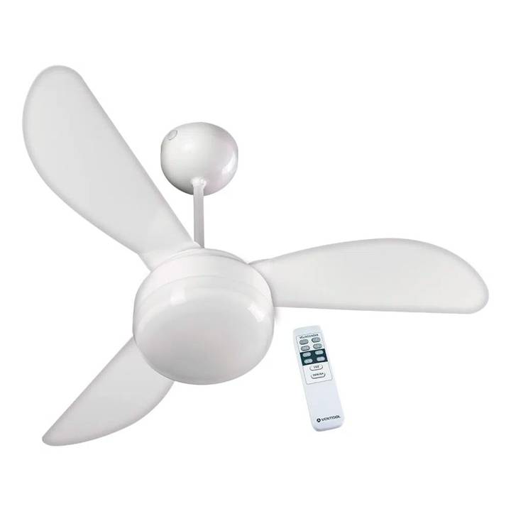 Ventilador de Teto Ventisol Fênix Premium com 3 Pás Branco C/ Controle Remoto 110V