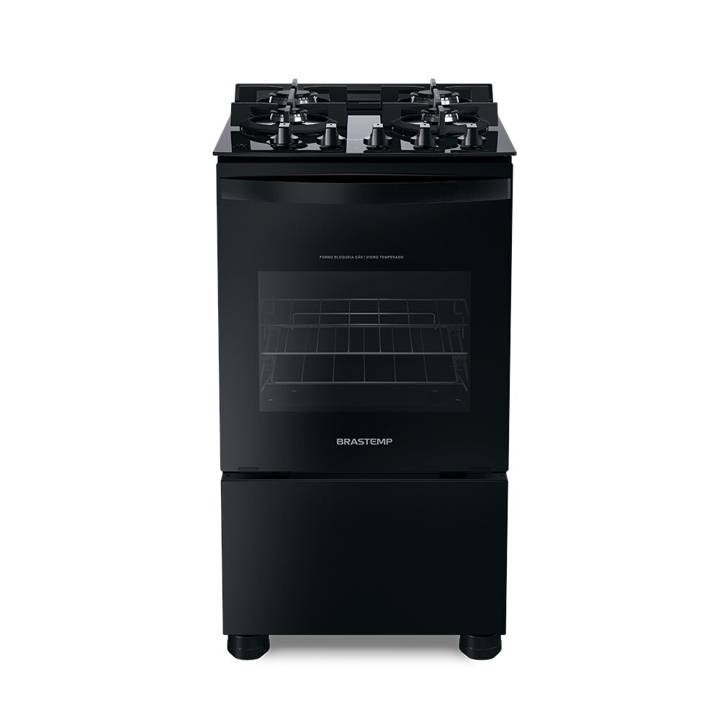 Fogão de Piso Brastemp 4 Bocas com Mesa de Vidro a Gás Preto BFO4VAEUNA Bivolt