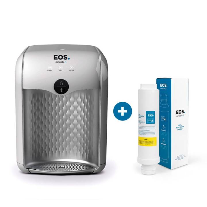 Kit 1 ano EOS - Purificador de Água EOS Premium Prata EPE01S + Filtro Refil EFP01