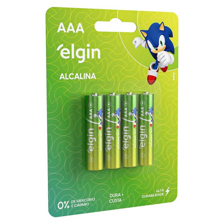 Pilha AAA 1,5V Elgin Alcalina Blister 4 Peças 000000082155
