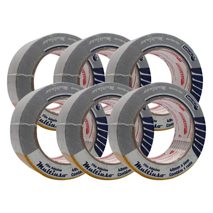 Fita Isolação Silvertec PU 48mm x 30 metros Cinza - Kit com 6 Rolos