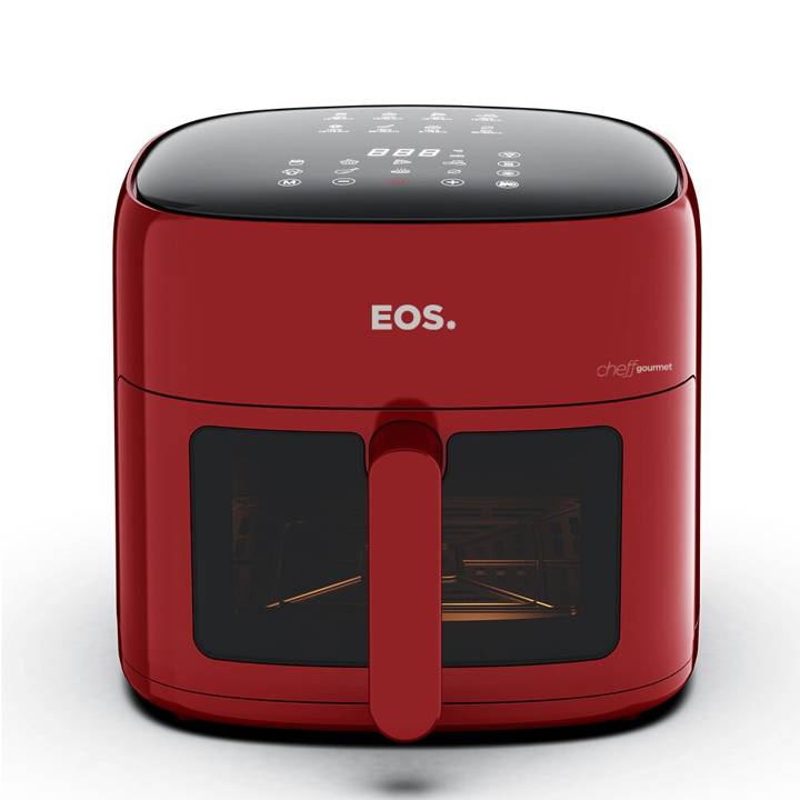 Fritadeira Sem Óleo Air Fryer EOS 6.2 Litros Chef Gourmet Compacta Digital Vermelho EAF60V 110V