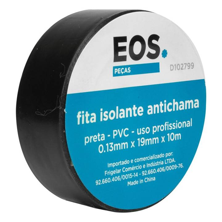 Kit Fita Isolante EOS para Instalação Elétrica 10m x 0,18m Preta - 50 Unidades