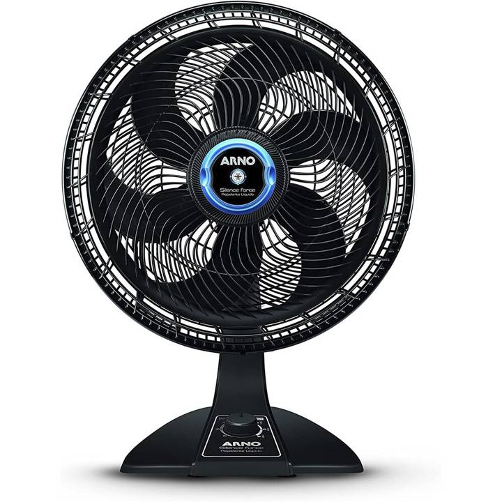 Ventilador de Mesa Arno Ultra Silence Force Repelente Líquido com 6 Pás 40cm VF55 Preto 110V