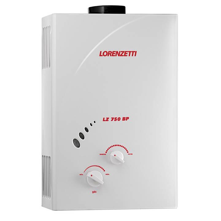Aquecedor de Água a Gás Lorenzetti Mecânico 7,5 Litros Branco (Gás Natural) LZ 750BP Bivolt