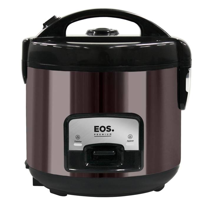 Panela Elétrica de Arroz EOS 5 Xícaras Titanium Preto com Tampa de Vidro Clear Glass EPA05PT 110V