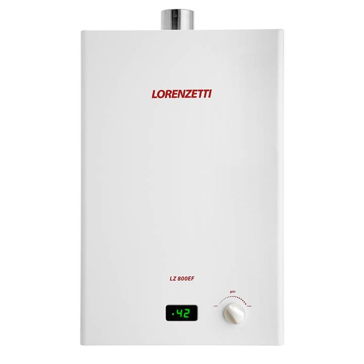Aquecedor de Água a Gás Lorenzetti Mecânico 8 Litros Branco (Gás Natural) LZ 800EF-B Bivolt