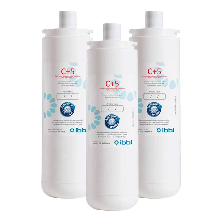 Filtro Refil IBBL Girou Trocou C+5 para Purificadores de Água - Kit com 3 unidades 24010002
