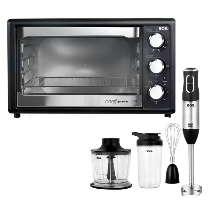 Kit Cozinha Compacta EOS Mixer 3 em 1 2 Velocidades 600W EMX02 + Forno Elétrico 36L 1500W EFE36PP 220V
