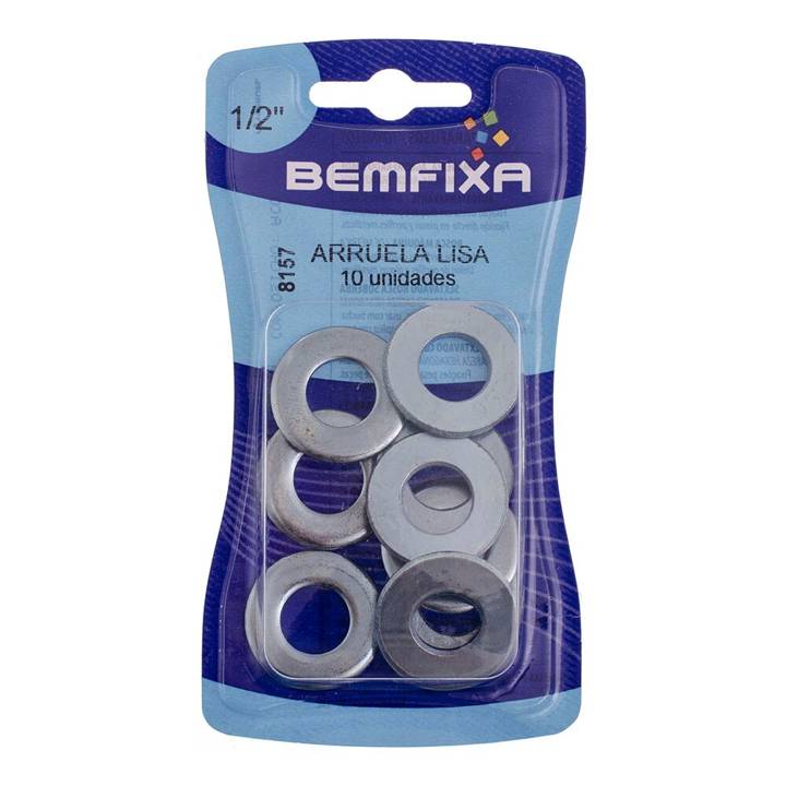 Arruela Bemfixa Lisa 1/2 Cartela 10 Peças 8157