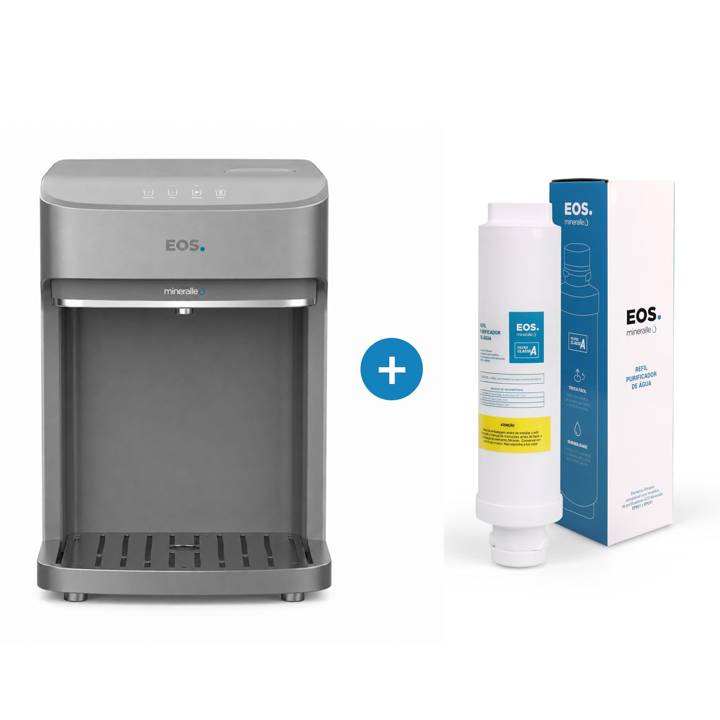 Kit 1 Ano EOS - Purificador de Água EOS EPC08S Mineralle Compressor 220V + Filtro Refil EFP01