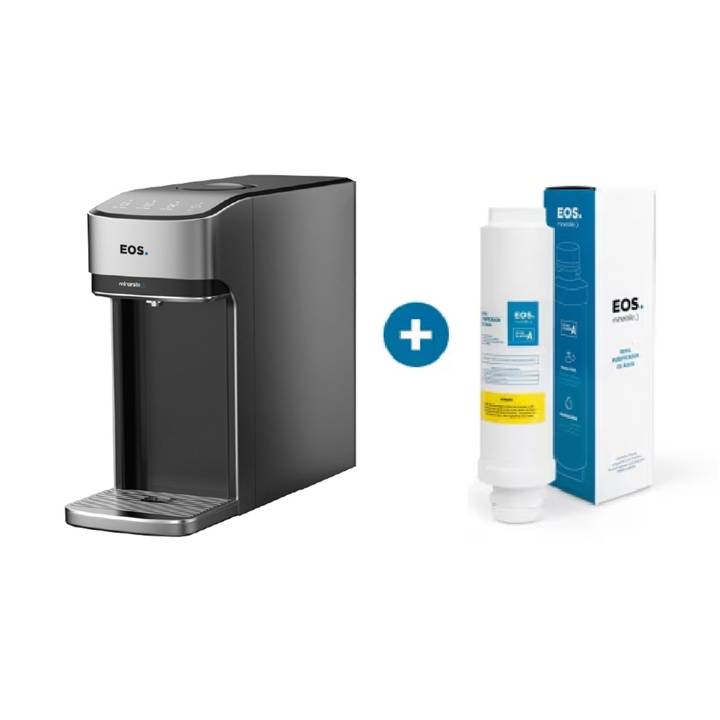 Purificador de Água EOS Mineralle Slim Touch Eletrônico Prata EPE08S Bivolt + Filtro Refil EFP01