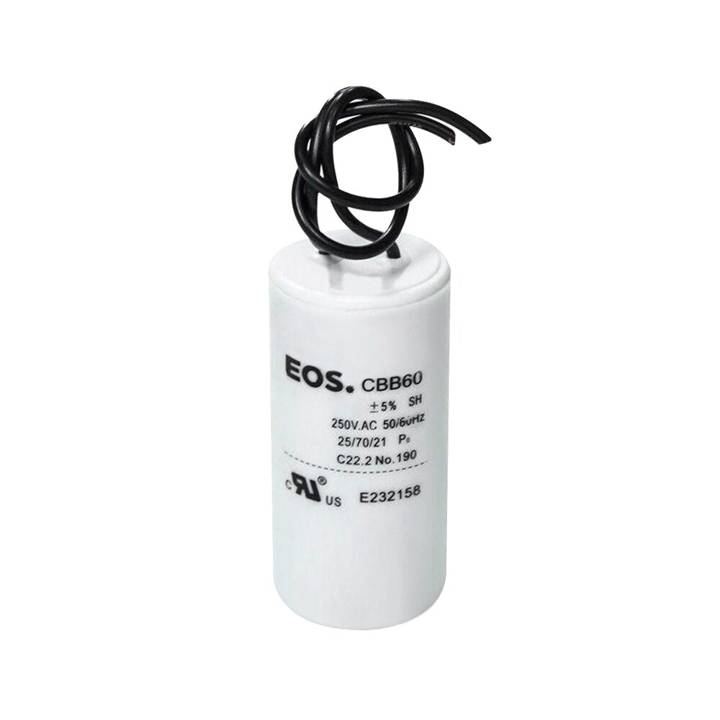 Capacitor Simples 10 Mfd 250V com Fio 34mm X 63mm Corpo Polipropileno EOS