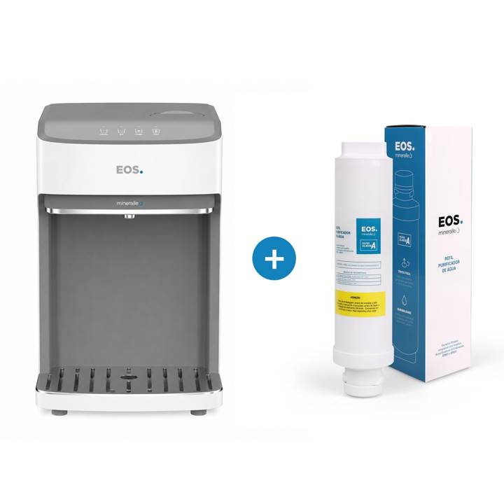 Kit 1 Ano EOS - Purificador de Água EOS EPC08B Mineralle Compressor 110V + Filtro Refil EFP01