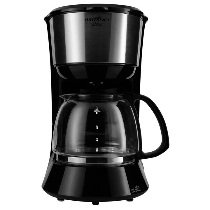 Cafeteira Britânia 30 Xícaras Preto e Prata BCF36I 110V