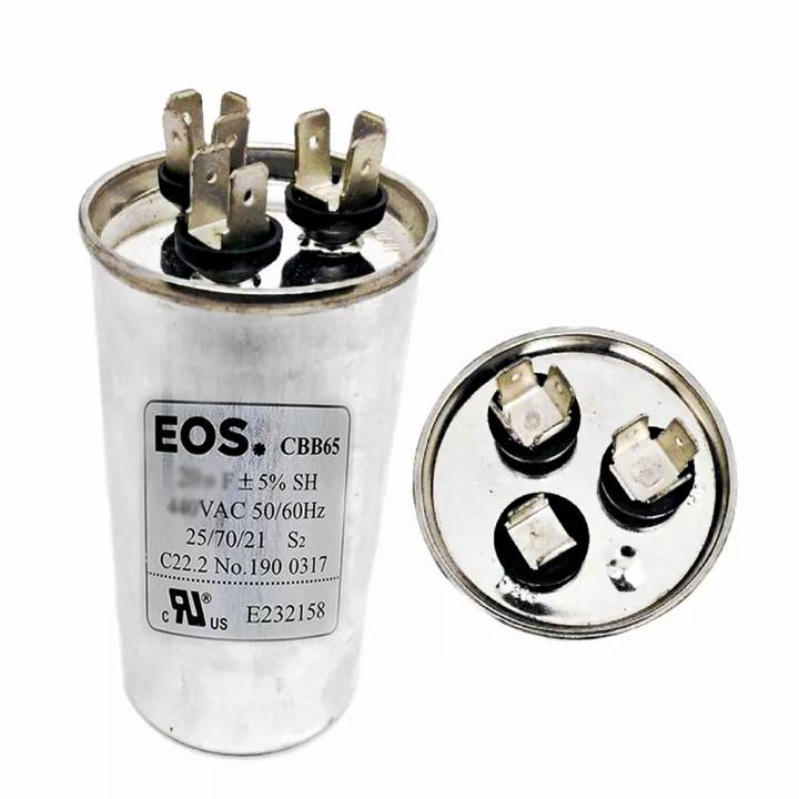 Capacitor Duplo 60+12 Mfd 440V com Terminal 55mm X 105mm Corpo Aluminio EOS